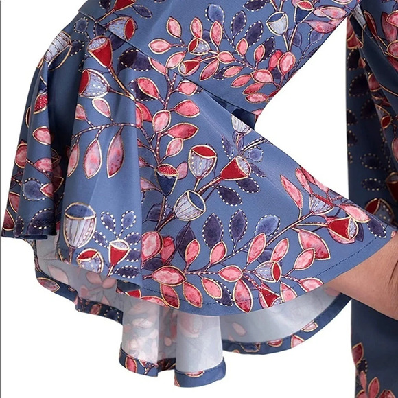 OFF Shoulder Boho Floral Print Flare Sleeves, M - Picture 15 of 16